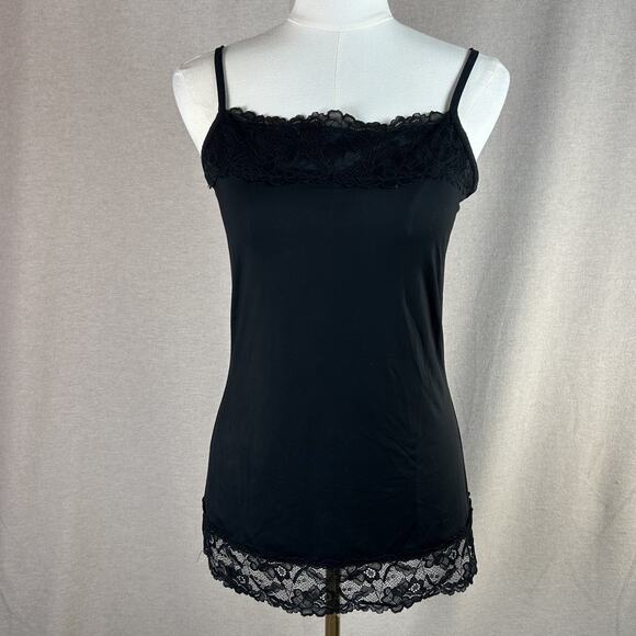 Maurices Women Lace Trim Y2K Cami Tank Top Size M Black Grunge Goth Whimsigoth - Picture 1 of 8